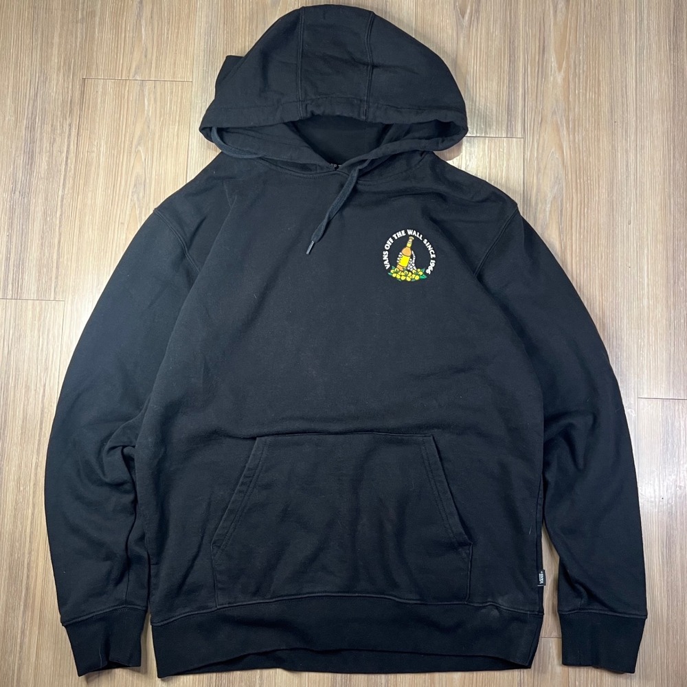 Vans Mens Hoodie Skeleton Happy Trails Beer Graphic Black M